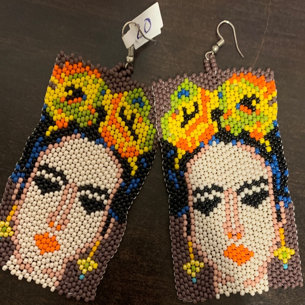 Colorful Beaded Face Earrings